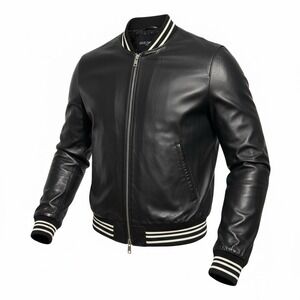 Dolce & Gabbana Lambskin Leather Jacket Black‎ Italy 48 Men Luxury